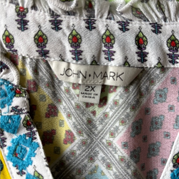 John Mark Multicolored Patchwork Top - Picture 3 of 8